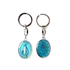Portachiavi Madonna Miracolosa Ovale Smaltato 3x10 Cm