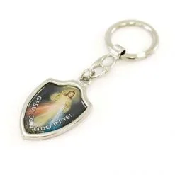 Portachiavi Gesù Misericordioso Scudo Smaltato 3x10,5 Cm -Sconto Rosari Fai da Te in Italia 1410098 03 portachiavi scudo in metallo gesu misericordioso misura cm 3x10 5 550x550 1