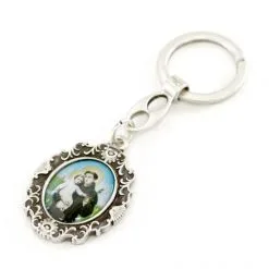Portachiavi Sant'Antonio Fiore Smaltato 3x10,5 Cm -Sconto Rosari Fai da Te in Italia 1410099 04 portachiavi sant antonio in metallo misura cm 3x10 5 550x550 1