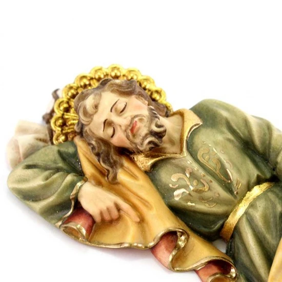 Statua San Giuseppe Dormiente In Legno Colorato 18 Cm 2 Statua San Giuseppe Dormiente In Legno Colorato 18 Cm - immagine 2