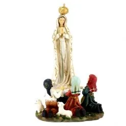 Statua Madonna Di Fatima Con Pastorelli 39 Cm