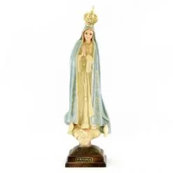 Statua Madonna Di Fatima Dipinta Con Occhi Di Vetro 35 Cm