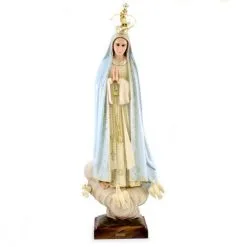Statua Madonna Di Fatima Dipinta Con Occhi Di Vetro 95 Cm