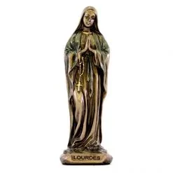 Statua Madonna Di Lourdes Resina Bronzata 9 Cm