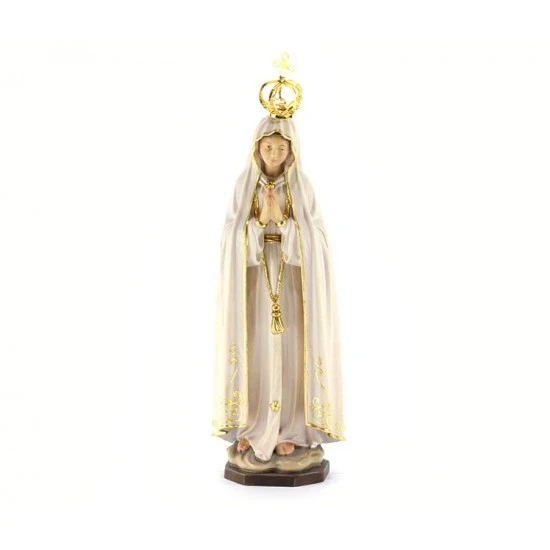 Statua Madonna Di Fatima In Legno Con Corona Metallo 24 Cm 1 Statua Madonna Di Fatima In Legno Con Corona Metallo 24 Cm