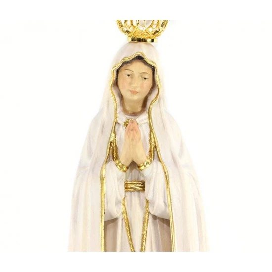 Statua Madonna Di Fatima In Legno Con Corona Metallo 24 Cm 2 Statua Madonna Di Fatima In Legno Con Corona Metallo 24 Cm - immagine 2
