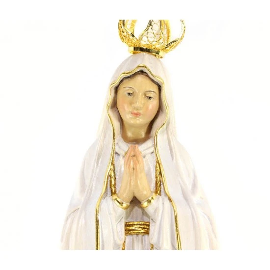 Statua Madonna Di Fatima In Legno 29 Cm 2 Statua Madonna Di Fatima In Legno 29 Cm - immagine 2