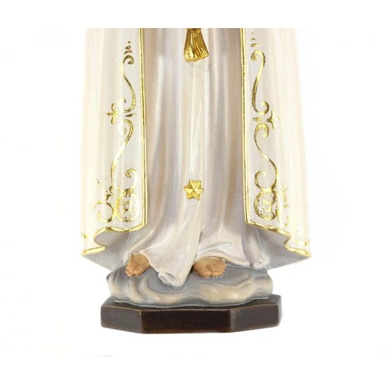Statua Madonna Di Fatima In Legno 29 Cm 3 Statua Madonna Di Fatima In Legno 29 Cm - immagine 3