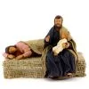 Madonna Che Dorme E San Giuseppe Con Bimbo Terracotta Vestita 12 Cm