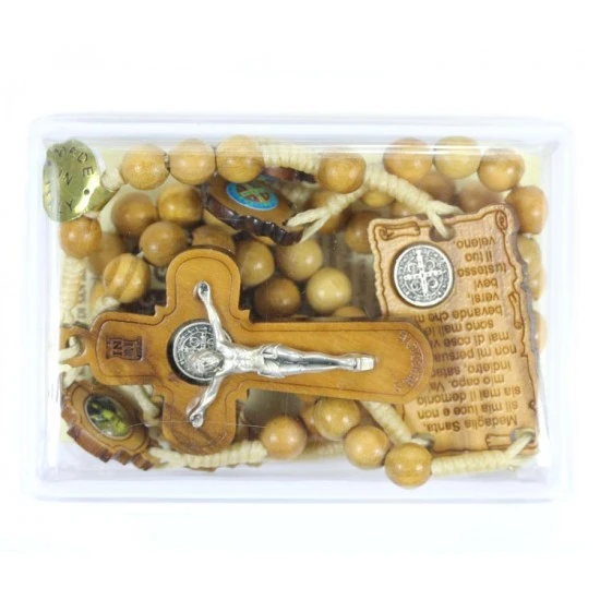 Rosario San Benedetto In Legno Di Ulivo Grano 7 Mm 2 Rosario San Benedetto In Legno Di Ulivo Grano 7 Mm - immagine 2