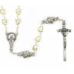 Rosario Perla Sintetica E Rose Grano 7 Mm