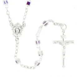 Rosario Swarovski In Argento 800°° Da Collo Grano 4 Mm