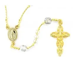 Rosario Da Collo In Argento 925°° E Swarovski Grano 4 Mm