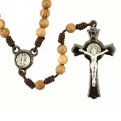 Rosario Di San Benedetto In Legno E Corda Grano 7 Mm