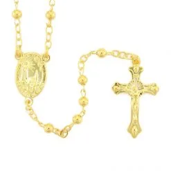 Rosario Grani Tondi In Metallo Dorato Grano 4 Mm