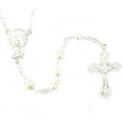 Rosario Perla Crociera Madonna Grano 4 Mm