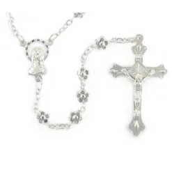 Rosario Margherita Metallo Argentato Grano 6 Mm