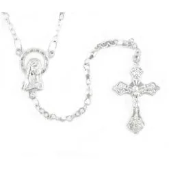 Rosario Rondelle Metallo Argentato Grano 4x3 Mm