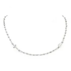 Rosario Girocollo In Metallo Fumè Grano 3 Mm