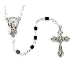 Rosario Collana Grani Cubetti Ematite Grano 6 Mm