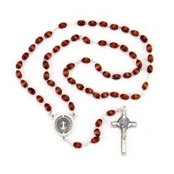 Rosario San Benedetto Legno Grano 4x6 Mm -Sconto Rosari Fai da Te in Italia 27000290 rosario san benedetto legno grano 4x6 mmb 550x550w