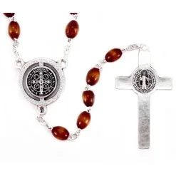 Rosario San Benedetto Legno Grano 4x6 Mm -Sconto Rosari Fai da Te in Italia 27000290 rosario san benedetto legno grano 4x6 mmc 550x550w