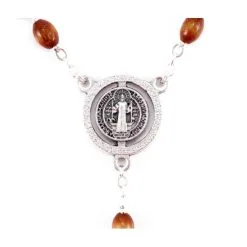 Rosario San Benedetto Legno Grano 4x6 Mm -Sconto Rosari Fai da Te in Italia 27000290 rosario san benedetto legno grano 4x6 mmf 550x550w