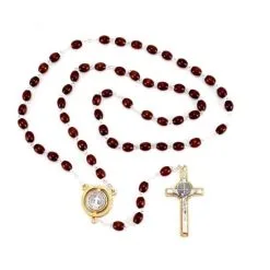 Rosario In Legno San Benedetto Grano 4x6 Mm -Sconto Rosari Fai da Te in Italia 27000291 rosario in legno san benedetto grano 4x6 mmb 550x550w