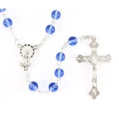 Rosario In Vetro Celeste Grano 6 Mm