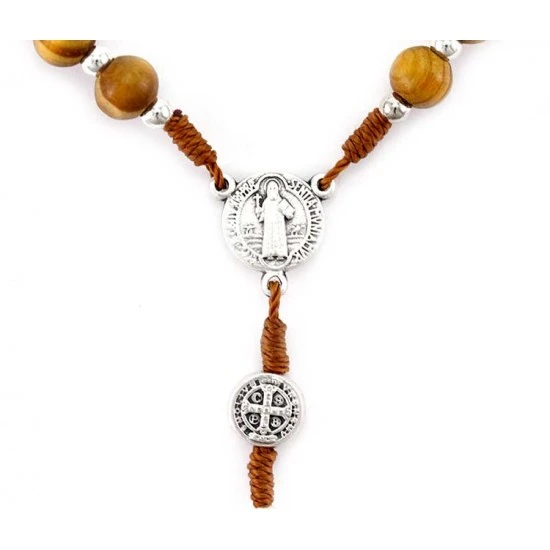 Rosario San Benedetto Legno Ulivo Grano 7 Mm 6 Rosario San Benedetto Legno Ulivo Grano 7 Mm - immagine 6