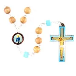 Rosario In Legno Ulivo Pater Vetro Grano 7 Mm
