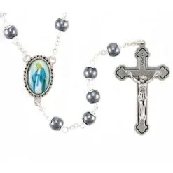 Rosario Con Coppette Colore Ematite Grano 7 Mm