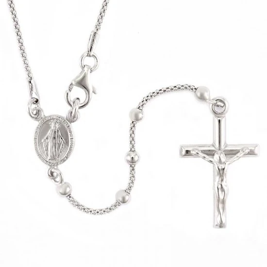 Rosario Collana In Argento 925°° Rodiato Grano 2 Mm 1 Rosario Collana In Argento 925°° Rodiato Grano 2 Mm