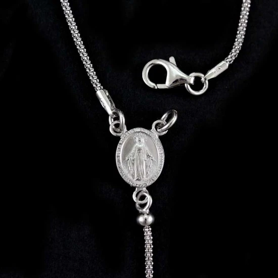 Rosario Collana In Argento 925°° Rodiato Grano 2 Mm 3 Rosario Collana In Argento 925°° Rodiato Grano 2 Mm - immagine 3