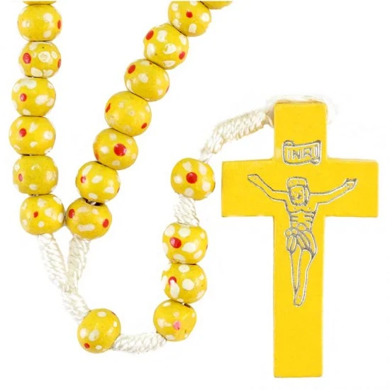 Rosario Legno E Corda Con Fiori Giallo Grano 7 Mm 1 Rosario Legno E Corda Con Fiori Giallo Grano 7 Mm