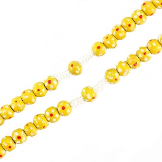 Rosario Legno E Corda Con Fiori Giallo Grano 7 Mm 4 Rosario Legno E Corda Con Fiori Giallo Grano 7 Mm - immagine 4