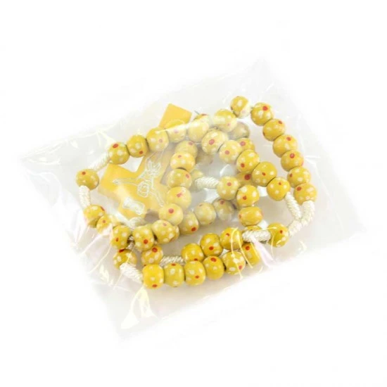 Rosario Legno E Corda Con Fiori Giallo Grano 7 Mm 2 Rosario Legno E Corda Con Fiori Giallo Grano 7 Mm - immagine 2