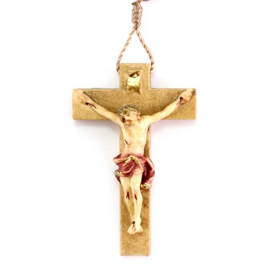 Rosario Marrone Con Crocifisso In Legno Colorato Grano 8 Mm 2 Rosario Marrone Con Crocifisso In Legno Colorato Grano 8 Mm - immagine 2