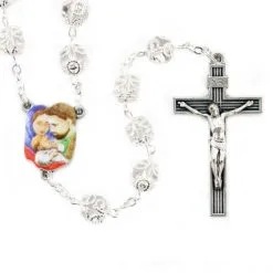 Rosario Vetro Accoppigliato Sacra Famiglia Grano 8 Mm