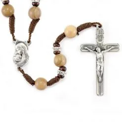 Rosario In Legno Ulivo Con Strass Grano 7 Mm
