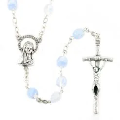 Rosario Grani Tondi Vetro Azzurro Grano 7 Mm