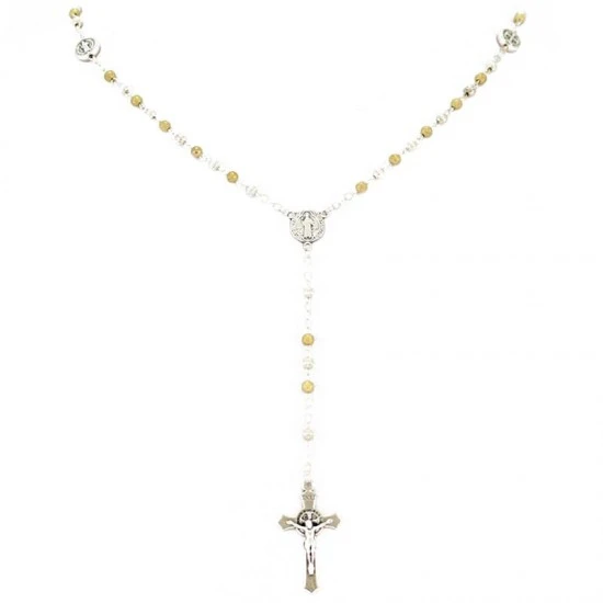 Rosario San Benedetto Metallo Bicolore Grano 4 Mm 4 Rosario San Benedetto Metallo Bicolore Grano 4 Mm - immagine 4