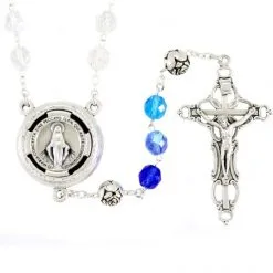 Rosario Ave Maria Elettronico Miracolosa Argentato Grano 8 Mm