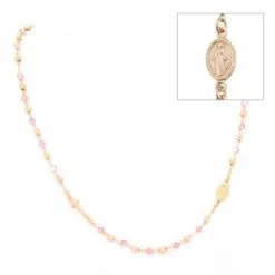 Rosario Girocollo Argento Ramato Swarovski Rosa