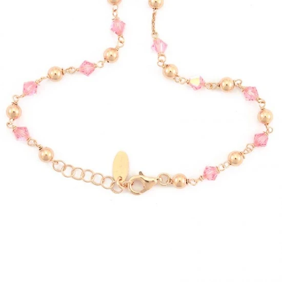 Rosario Girocollo Argento Ramato Swarovski Rosa 4 Rosario Girocollo Argento Ramato Swarovski Rosa - immagine 4