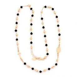 Rosario Girocollo Argento Ramato Swarovski Nero -Sconto Rosari Fai da Te in Italia 27000402 rosario girocollo argento ramato swarovski nerod 550x550 1