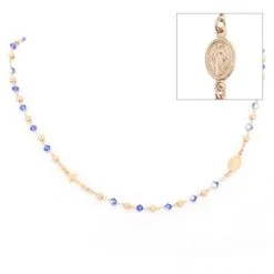 Rosario Girocollo Argento Ramato Swarovski Celesti