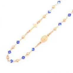 Rosario Girocollo Argento Ramato Swarovski Celesti -Sconto Rosari Fai da Te in Italia 27000403 rosario girocollo argento ramato swarovski celestic 550x550 1