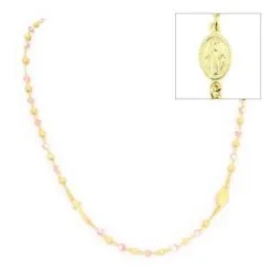 Rosario Girocollo Argento Dorato Swarovski Rosa