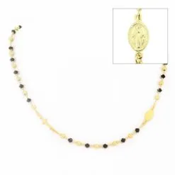 Rosario Girocollo Argento Dorato Swarovski Neri